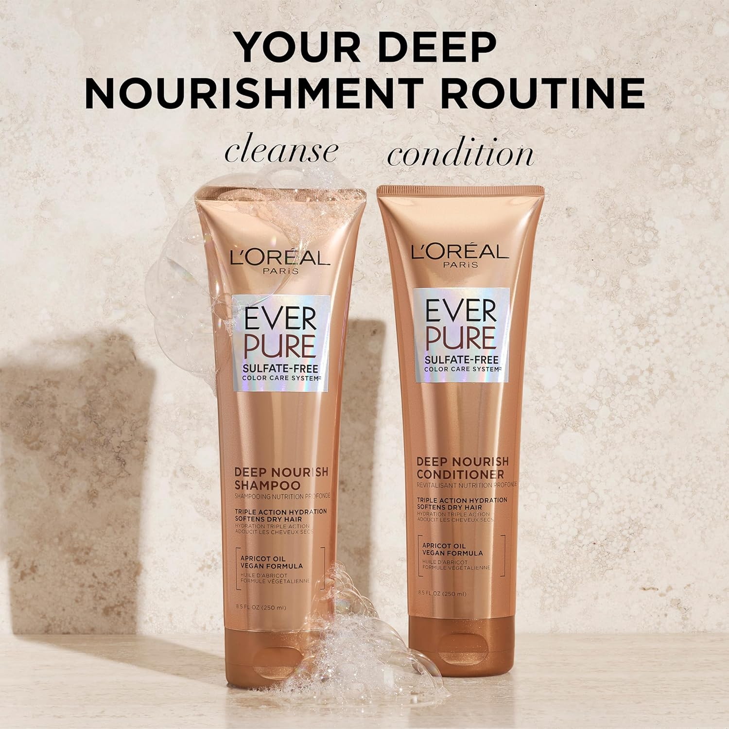 L'Oreal Paris Hair Conditioner for Dry Hair, Triple Action Hydration, Apricot Oil Infused, EverPure, 8.5 Fl Oz (Packaging May Vary) - Image 7